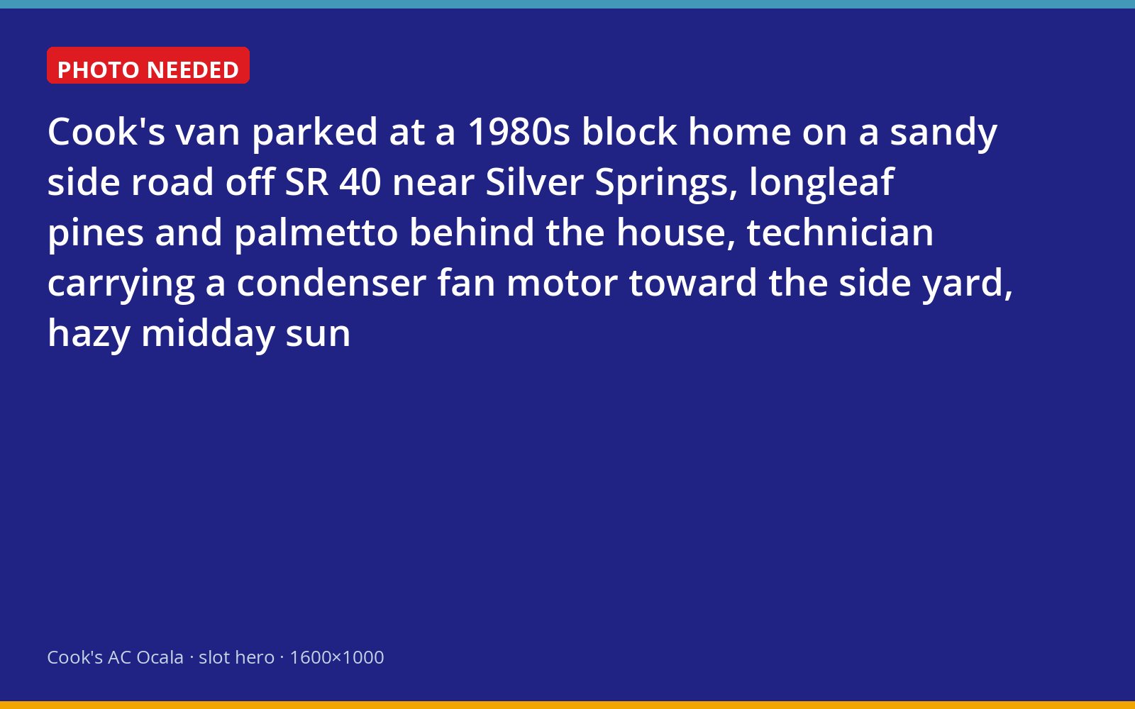 Cook's technician arriving at a home near Silver Springs with a replacement fan motor