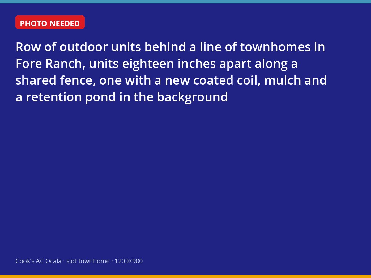 Closely spaced outdoor units behind Fore Ranch townhomes