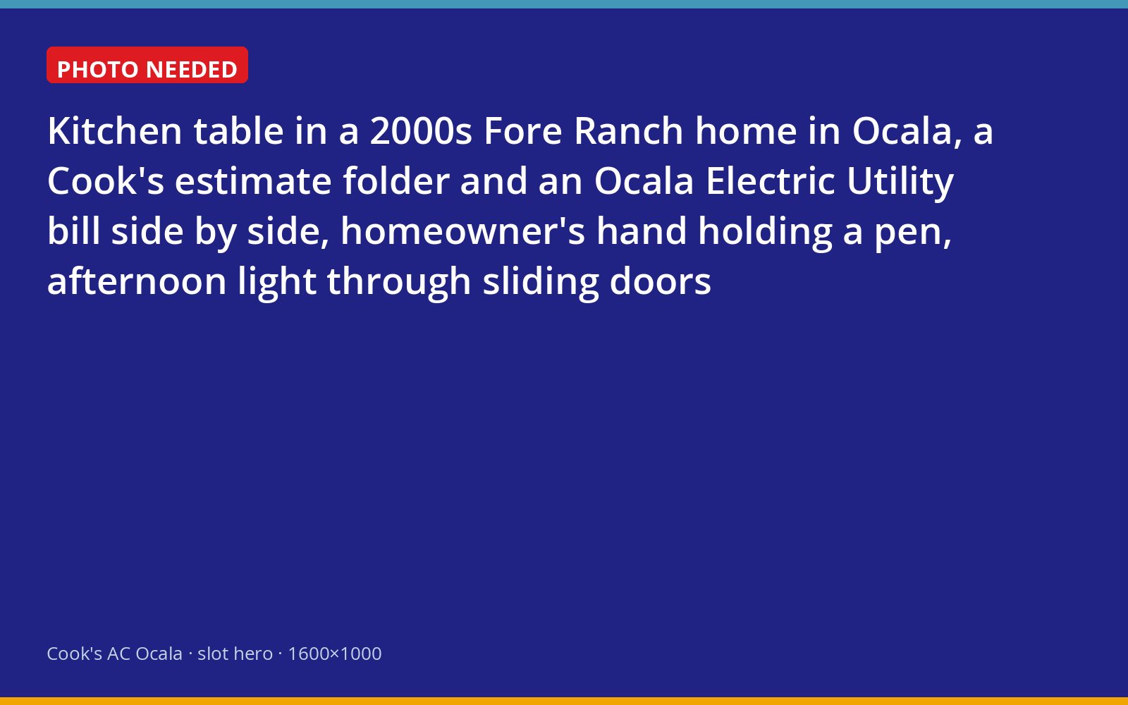 Cook's financing estimate and a utility bill on a kitchen table in an Ocala home