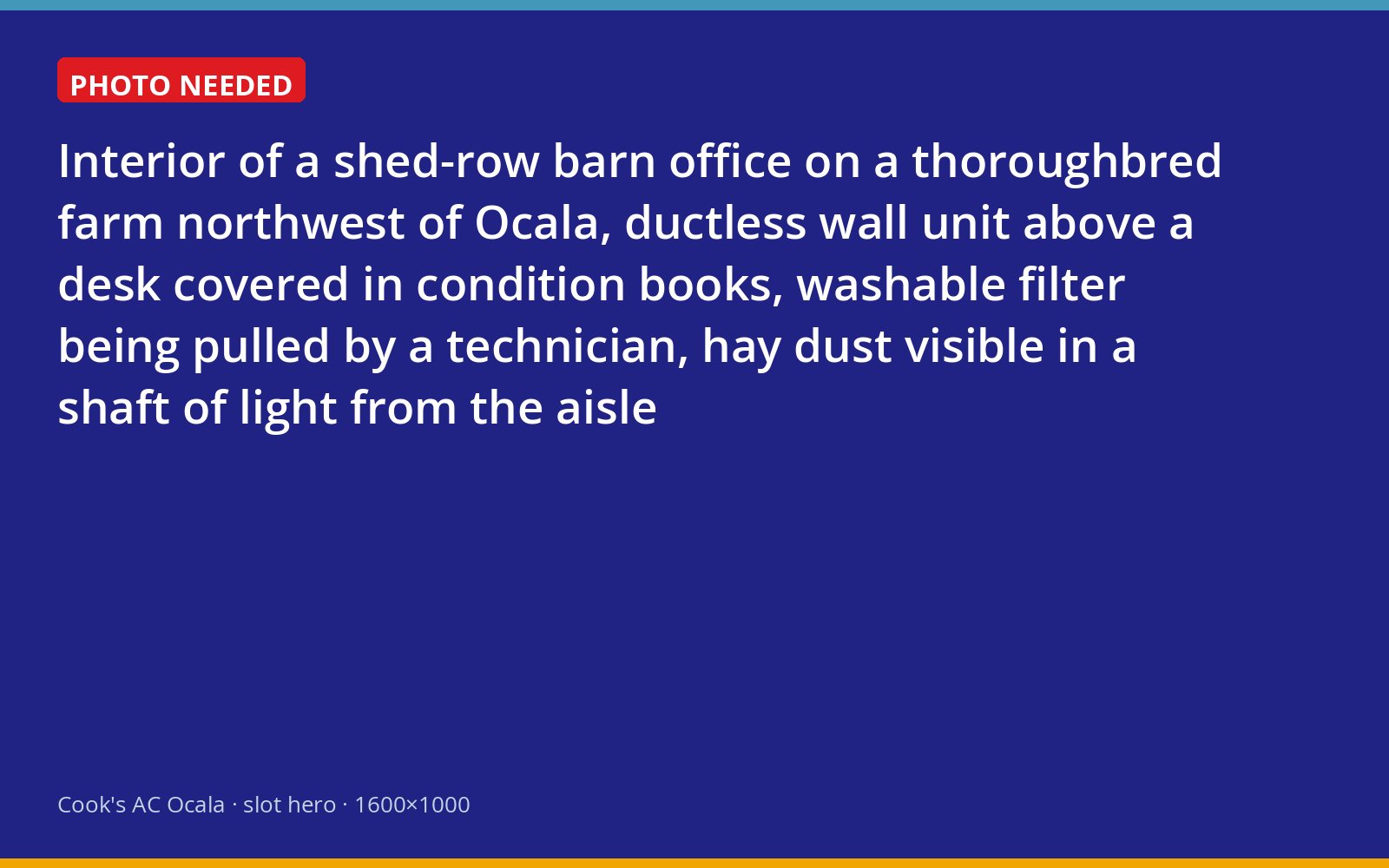 Technician pulling the filter from a ductless unit in a barn office on an Ocala horse farm