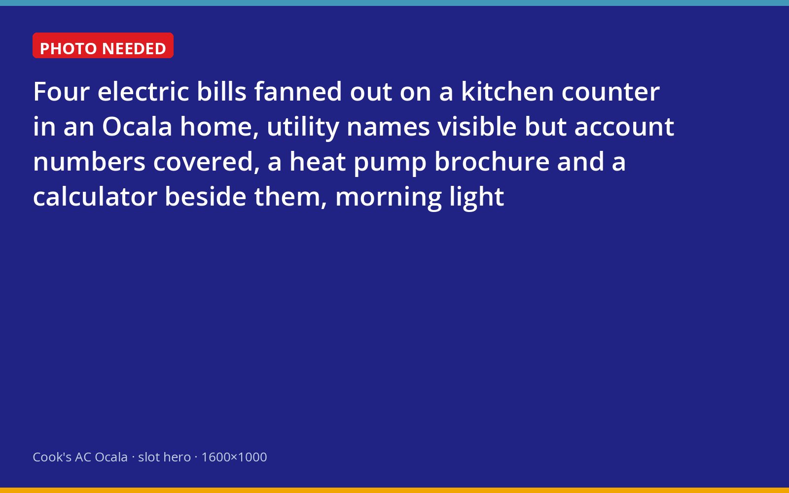 Electric bills from four Marion County utilities laid out beside a heat pump brochure