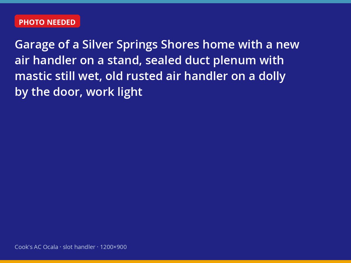 New air handler installed in a Silver Springs Shores garage with the old unit removed