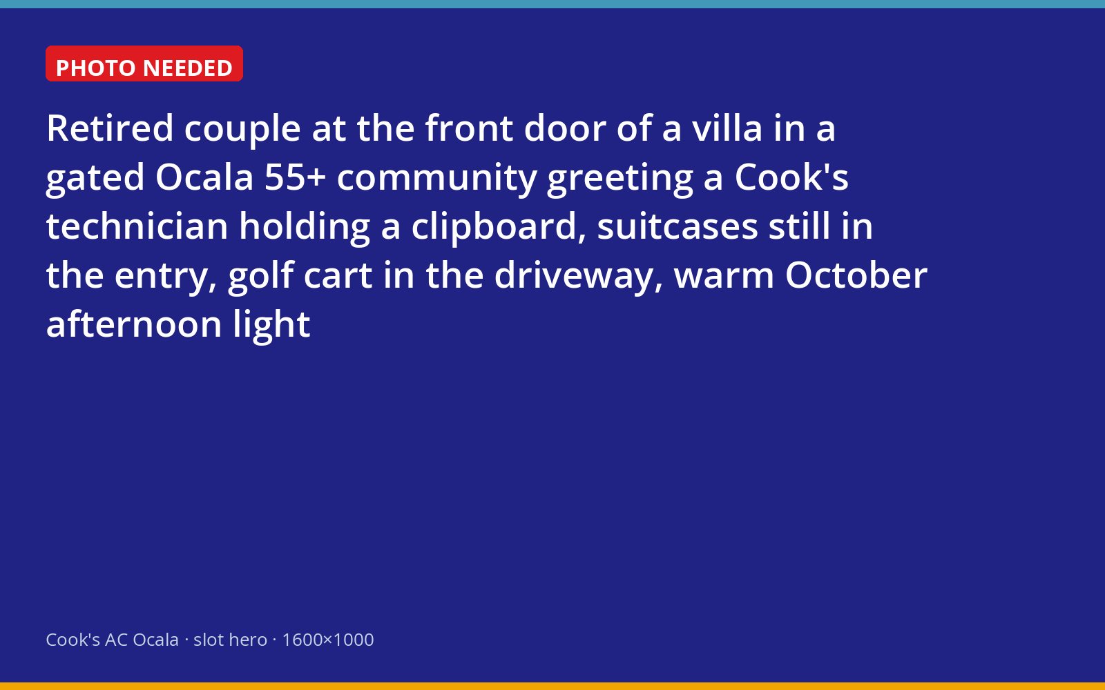 Cook's technician arriving at a villa in an Ocala 55+ community as the owners return for the season