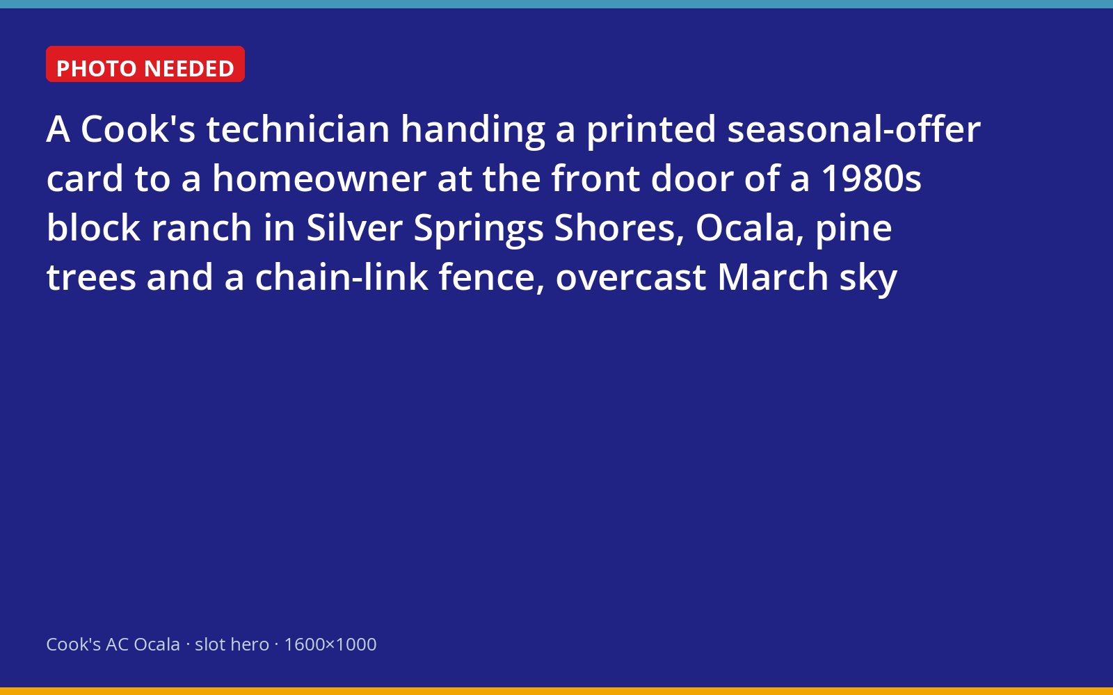 Cook's technician presenting a seasonal offer at a Silver Springs Shores home near Ocala