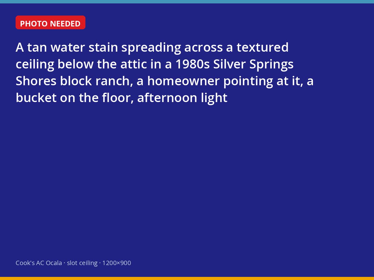 Ceiling stain under an attic air handler in a Silver Springs Shores home