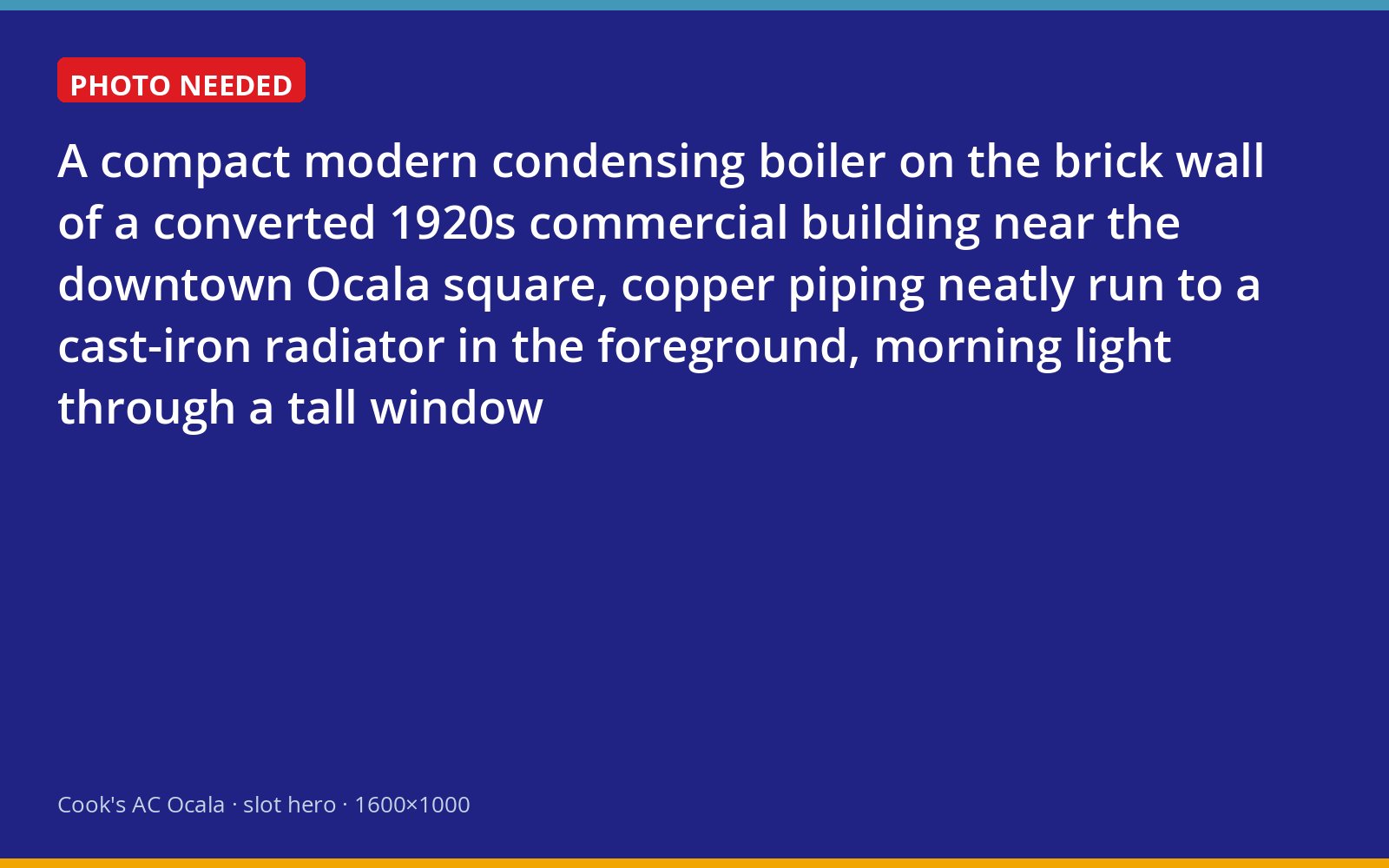 Condensing boiler and cast-iron radiator in a historic downtown Ocala building