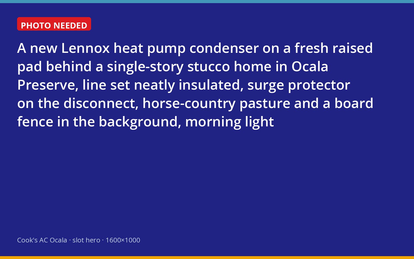 Newly installed Lennox heat pump on a raised pad at an Ocala Preserve home