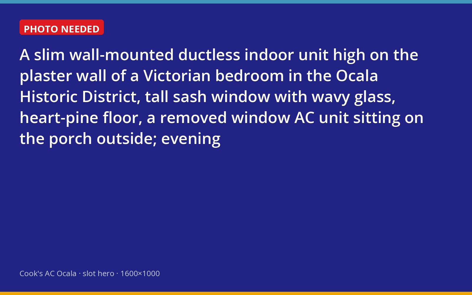 Ductless mini-split indoor unit installed in a Victorian bedroom in the Ocala Historic District