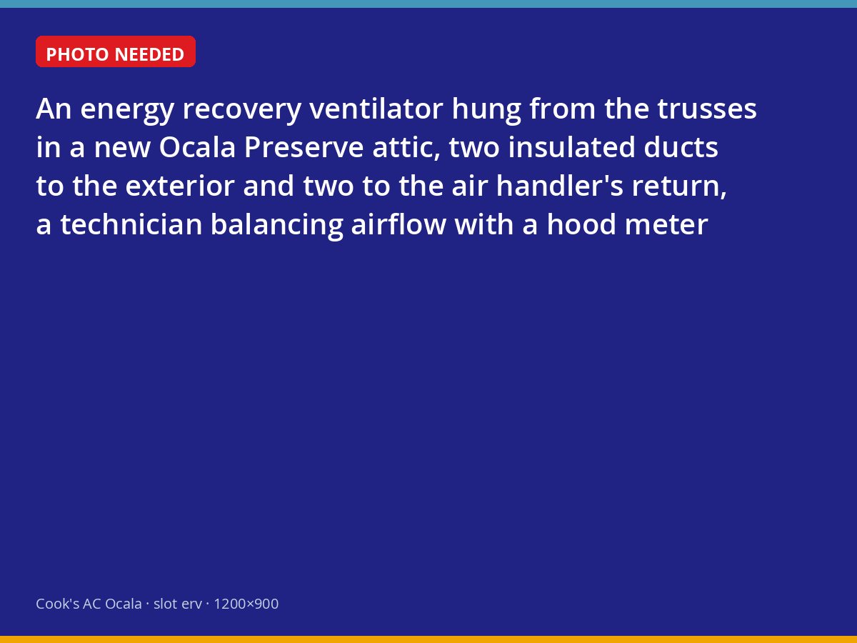 Energy recovery ventilator installed in an Ocala Preserve attic