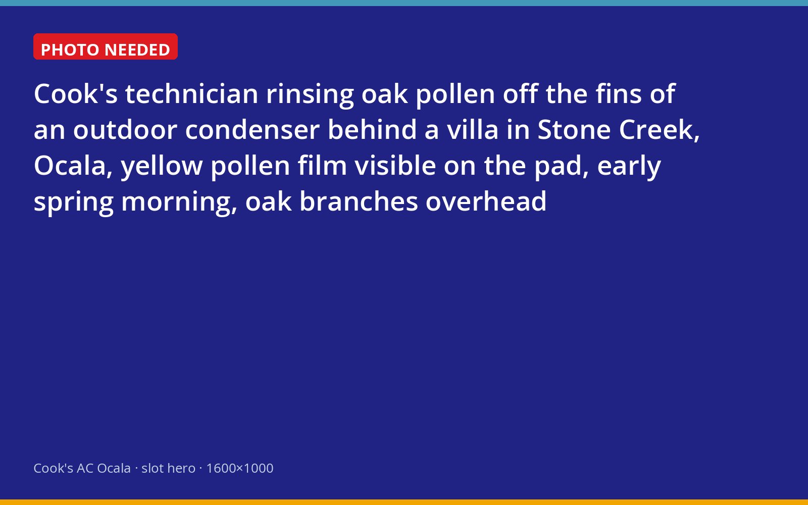 Cook's technician cleaning spring pollen from an outdoor unit at a Stone Creek villa in Ocala