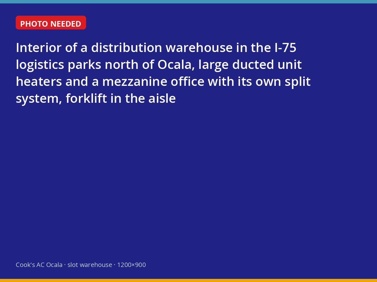 Warehouse HVAC in Ocala's I-75 logistics corridor