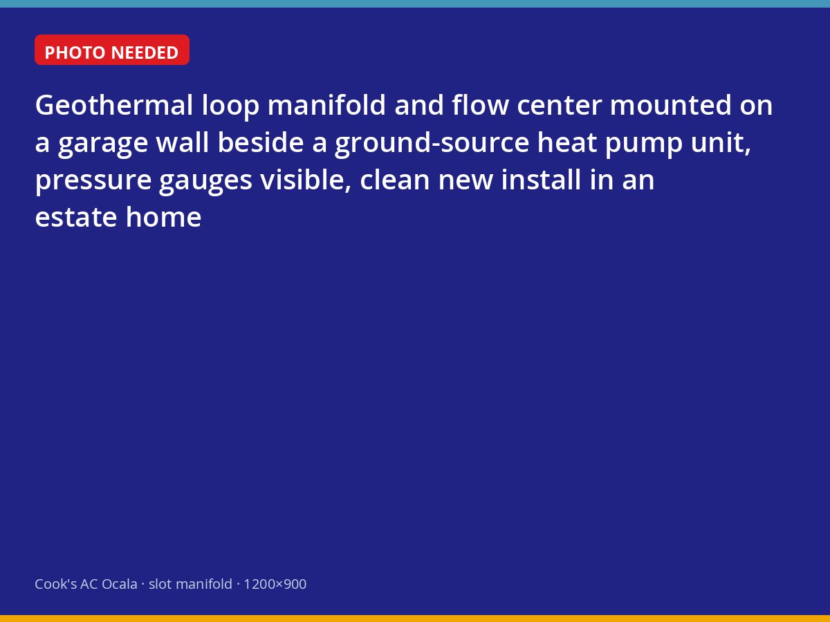 Geothermal flow center and manifold installed in an Ocala estate garage