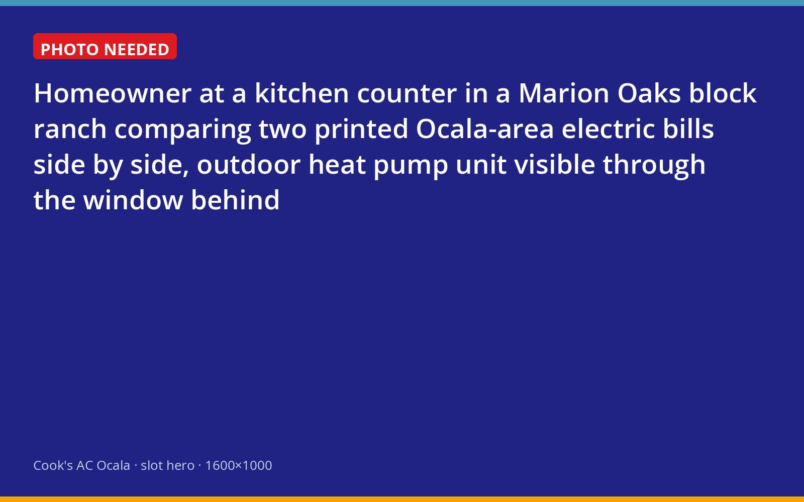 Ocala homeowner comparing summer electric bills, heat pump visible outside the kitchen window